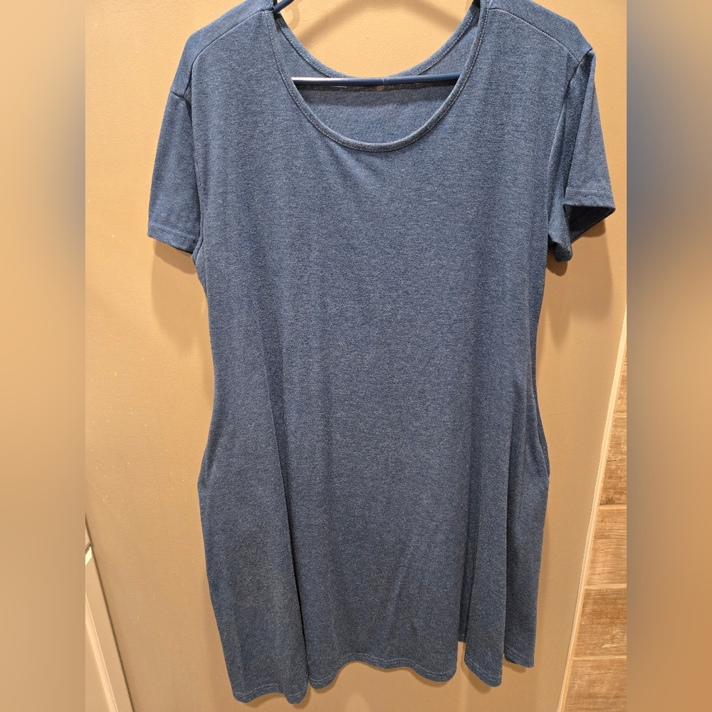 Classic Blue Women's Dress With Pockets